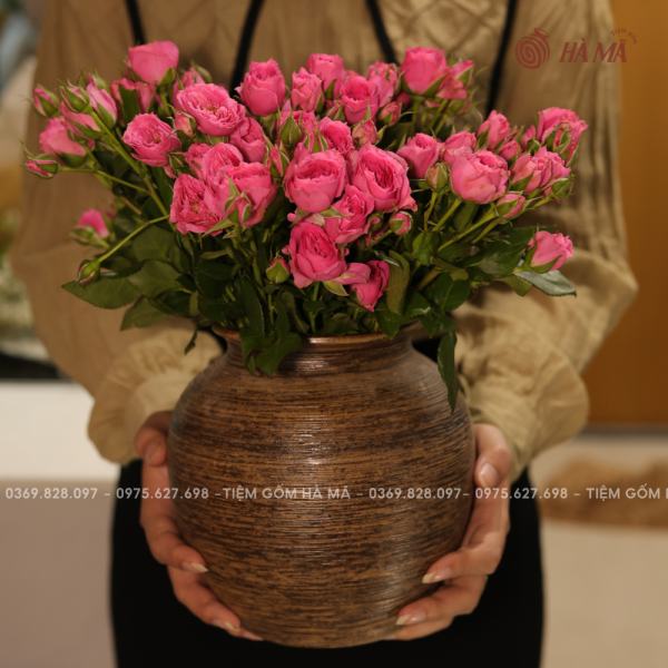 Bình gốm Vò tròn 19cm