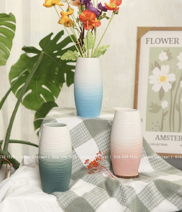 Bình gốm bom vân ngang 22cm