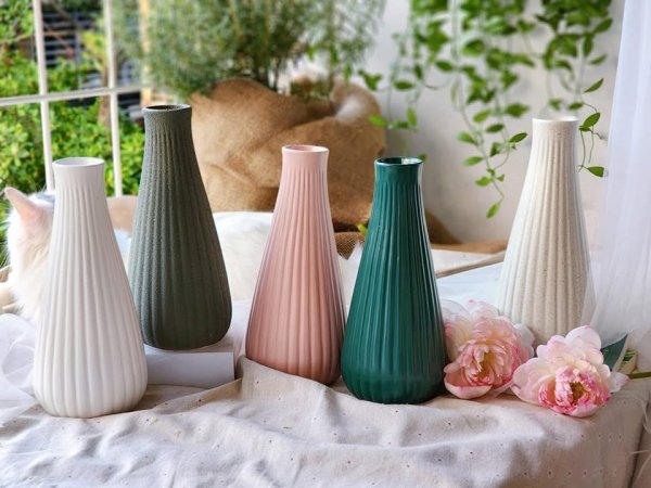 Bình gốm giọt lệ sọc 24cm