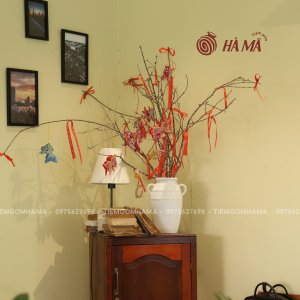 Alternative view of Bình cắm tuyết mai, cành lựu 2 quai tai