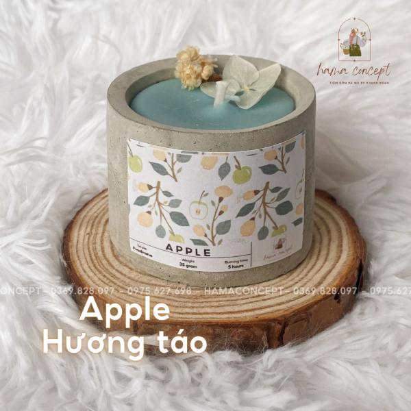 Nến thơm handmade cốc xi măng Apple