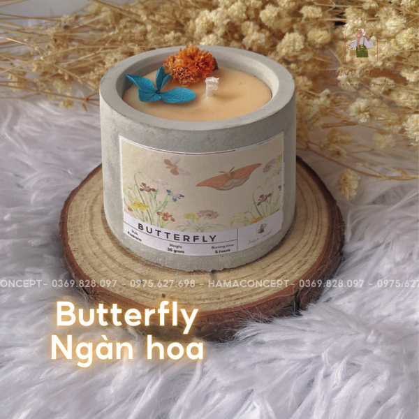 Nến thơm handmade cốc xi măng - Butterfly