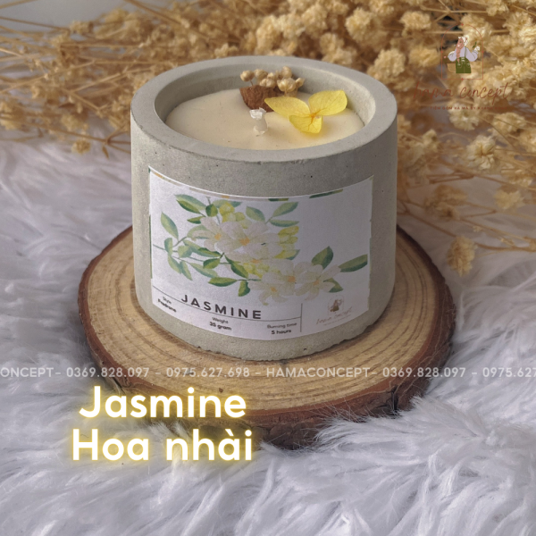 Nến thơm handmade cốc xi măng – Jasmine
