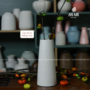 Bình gốm ống sôi trắng