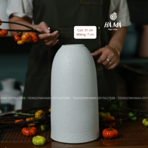 Bình gốm chuông cao cắm tuyết mai 31cm