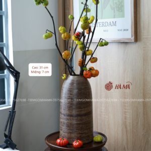 Alternative view of Bình gốm chuông cao cắm tuyết mai 31cm