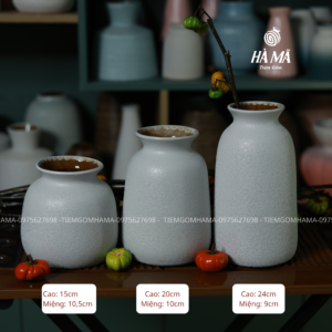 Bình gốm Bộ 3 chum miệng loe